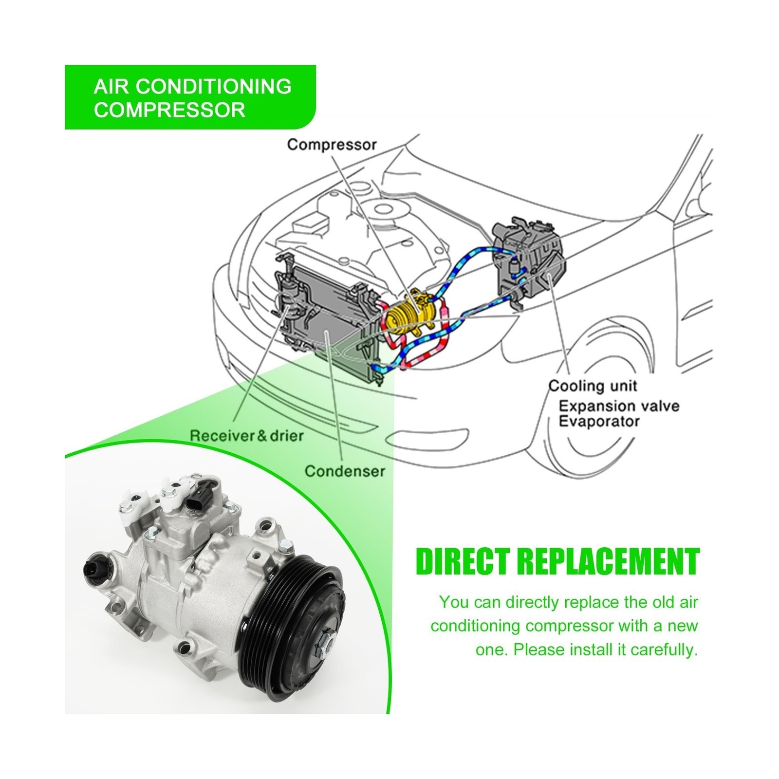 LEAPTREND AC A/C Compressor with Clutch Fit for Toyota Corolla 1.8L 2011 2012…