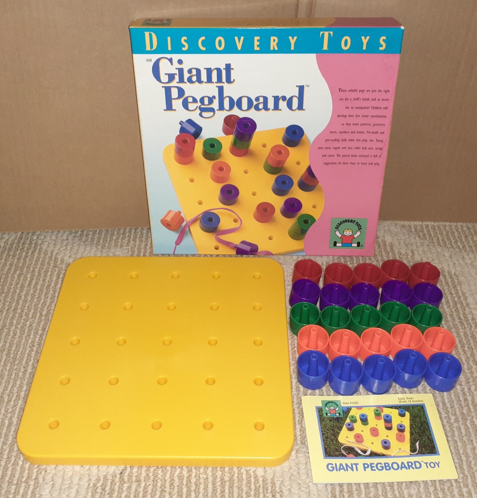 VTG 1997 DISCOVERY TOYS GIANT PEGBOARD EDUCATIONAL TOY #1650 COMPLETE