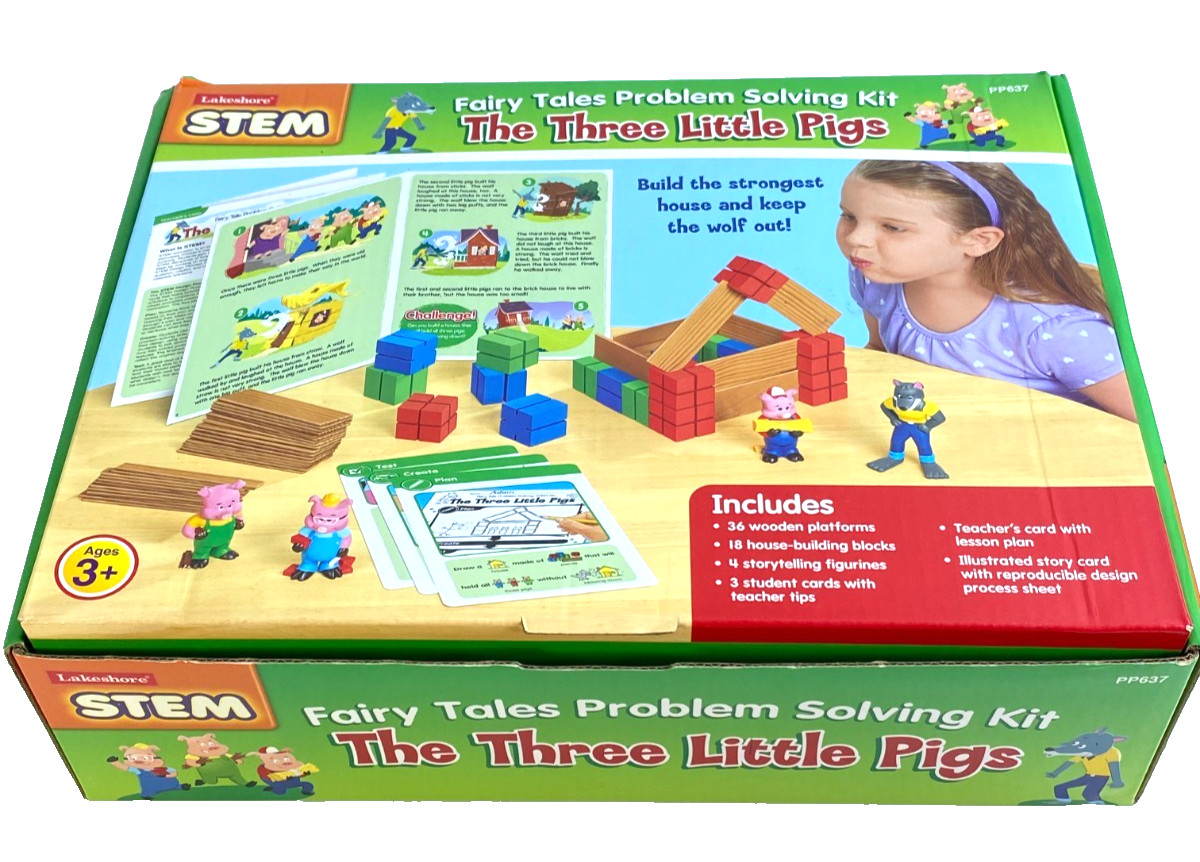 LAKESHORE STEM FAIRY TALES PROBLEM SOLVING KIT THE THREE LITTLE PIGS Complete