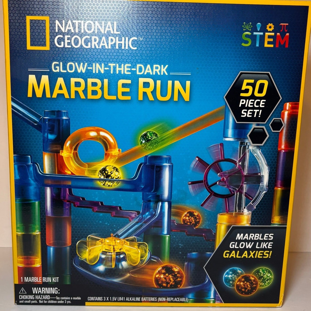 National Geographic 50pc Marble Run Glow in the Dark STEM Toy Set for Kids New