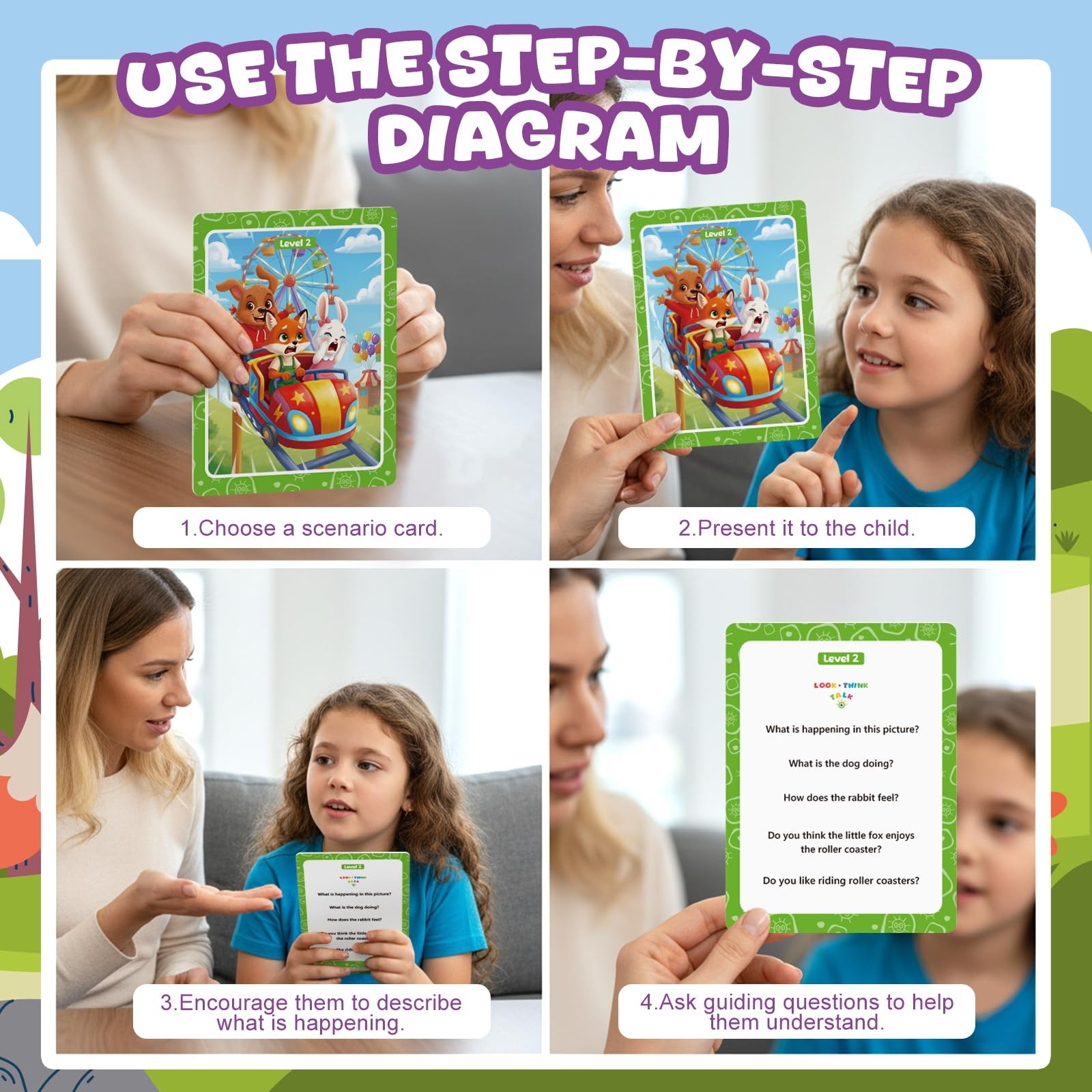 Conversation Cards, Look, Think, Talk. Kids Games for Speech Therapy Material…