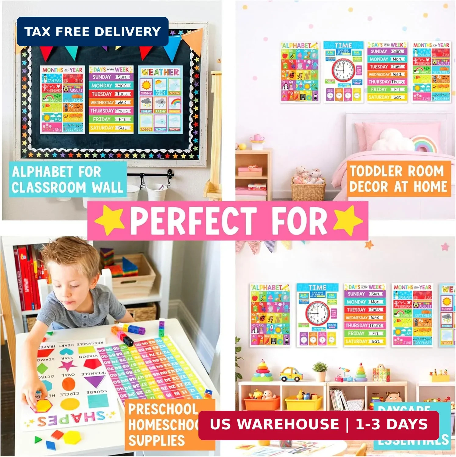 Hadley Designs 16 Educational Posters for Classroom Must Haves – Laminated Pre-K