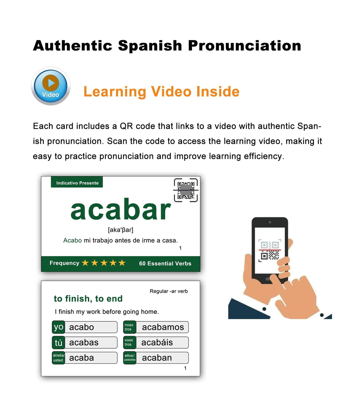 500+ Spanish Verbs Learning Flash Cards Flashcards for Beginners & Adult & Ch…