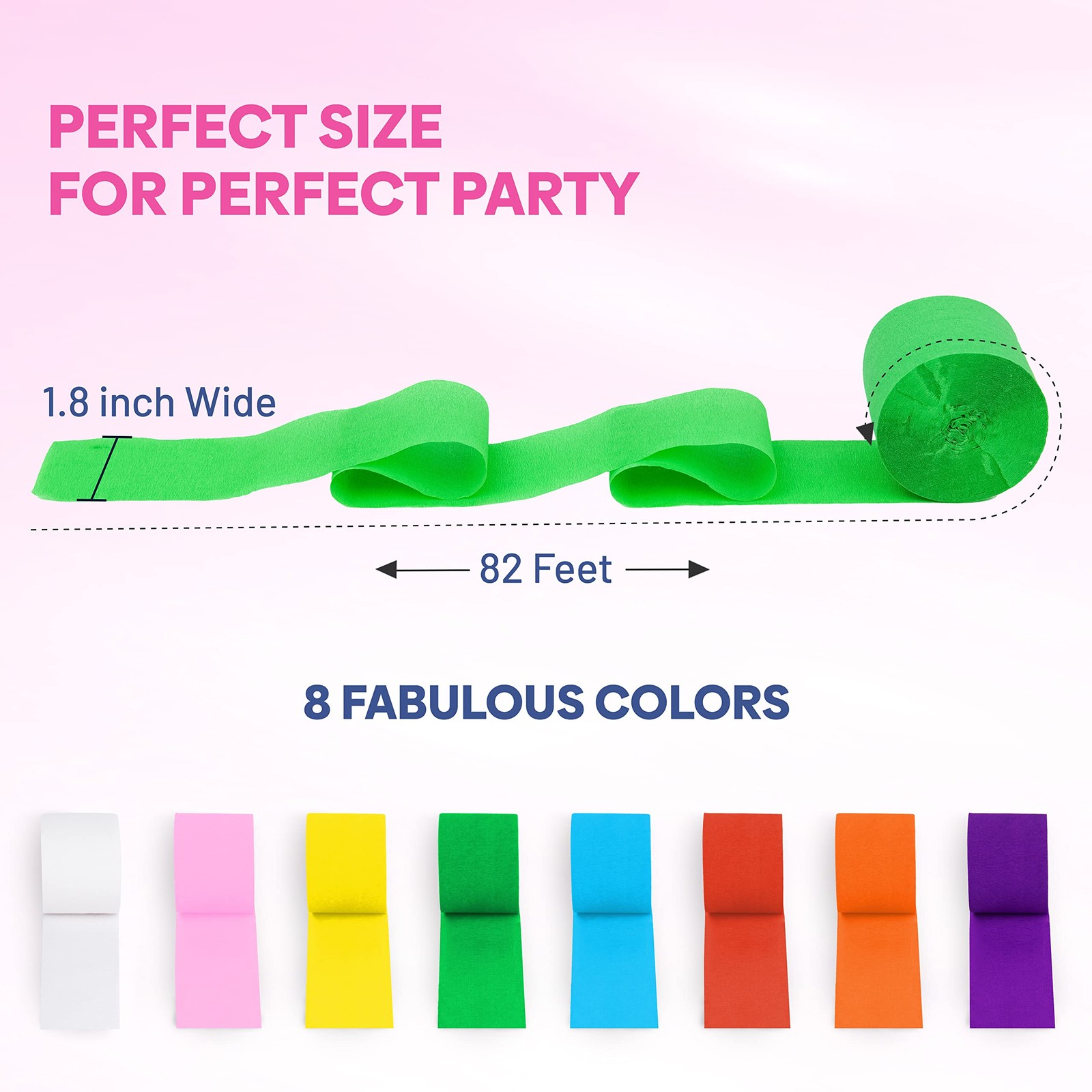 Captain Decor 8 Crepe Paper Streamers Rolls, 8 Pack – Rainbow, Multi-color