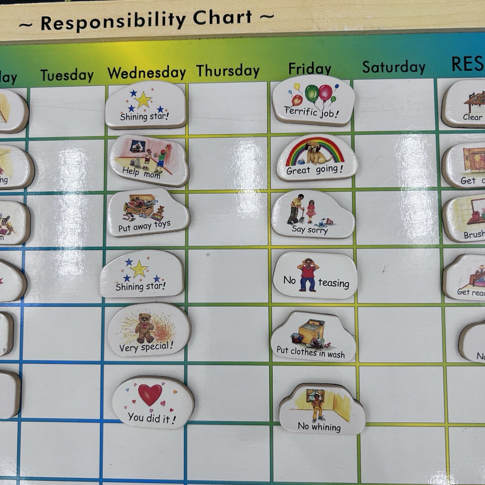 Melissa & Doug Responsibility Chore Chart Child Kids White Board Magnets & Goals