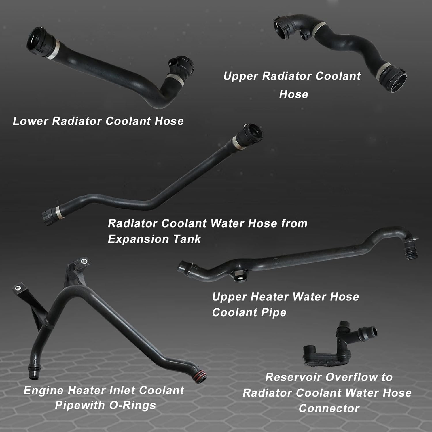 FZJDSD 7Pcs Set Expansion Tank Coolant Radiator Hose Kit Compatible with BMW
