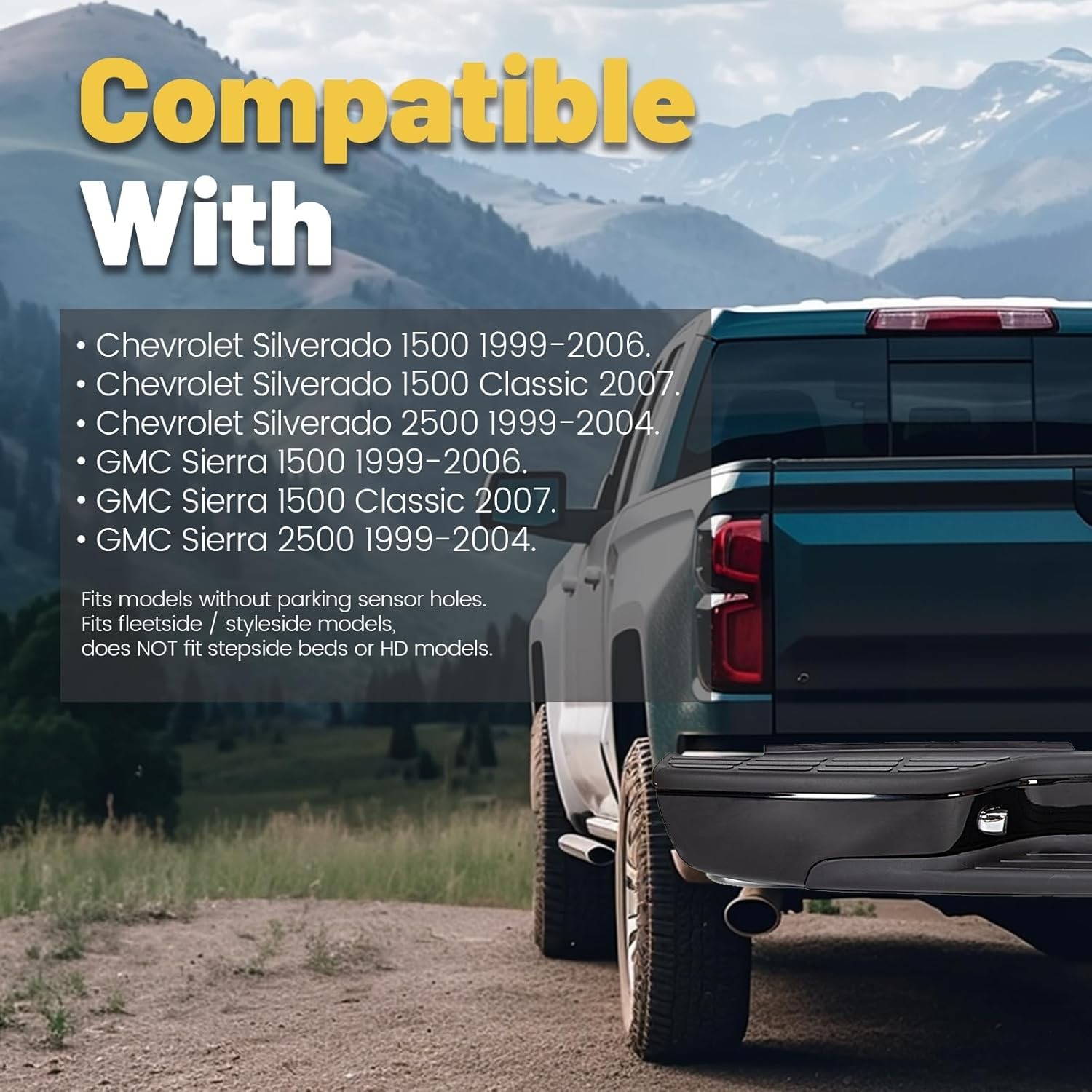 ECOTRIC Rear Step Bumper Compatible with 1999-2007 Chevy Chevrolet Silverado GMC