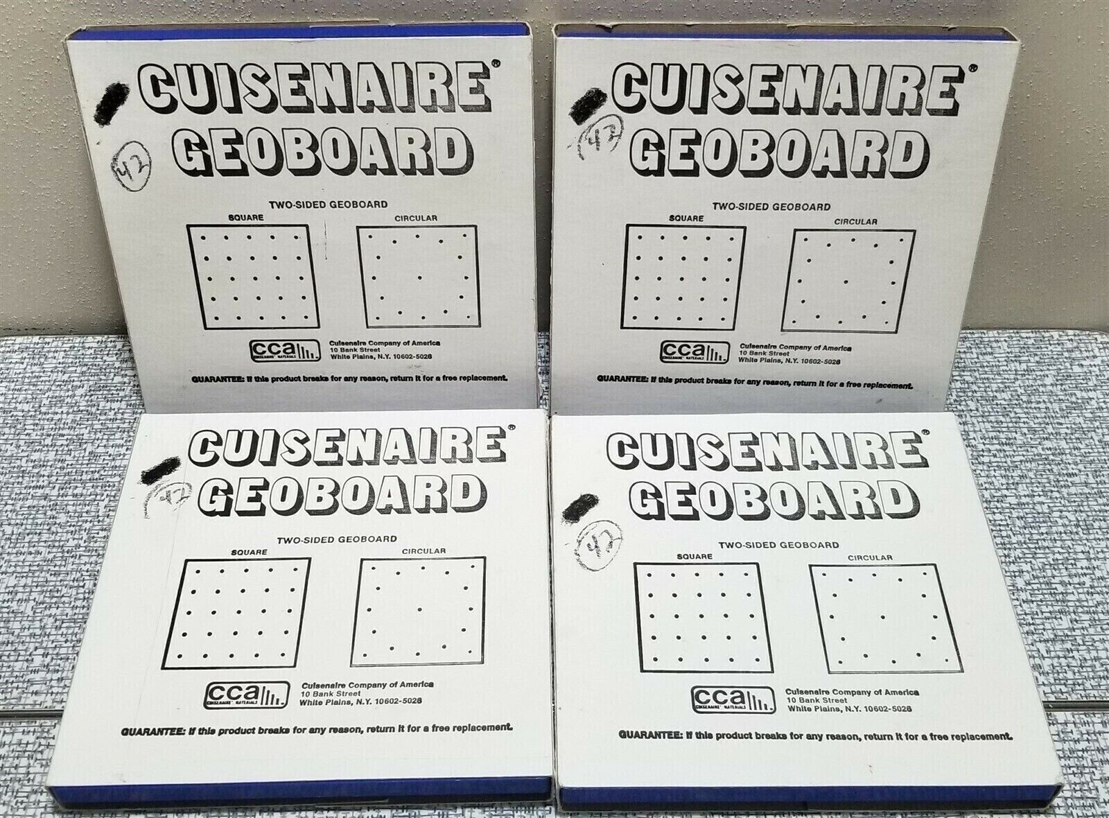 LOT of 4 CUISENAIRE GEOBOARD Two Sided Square & Circle Blue NO BANDS