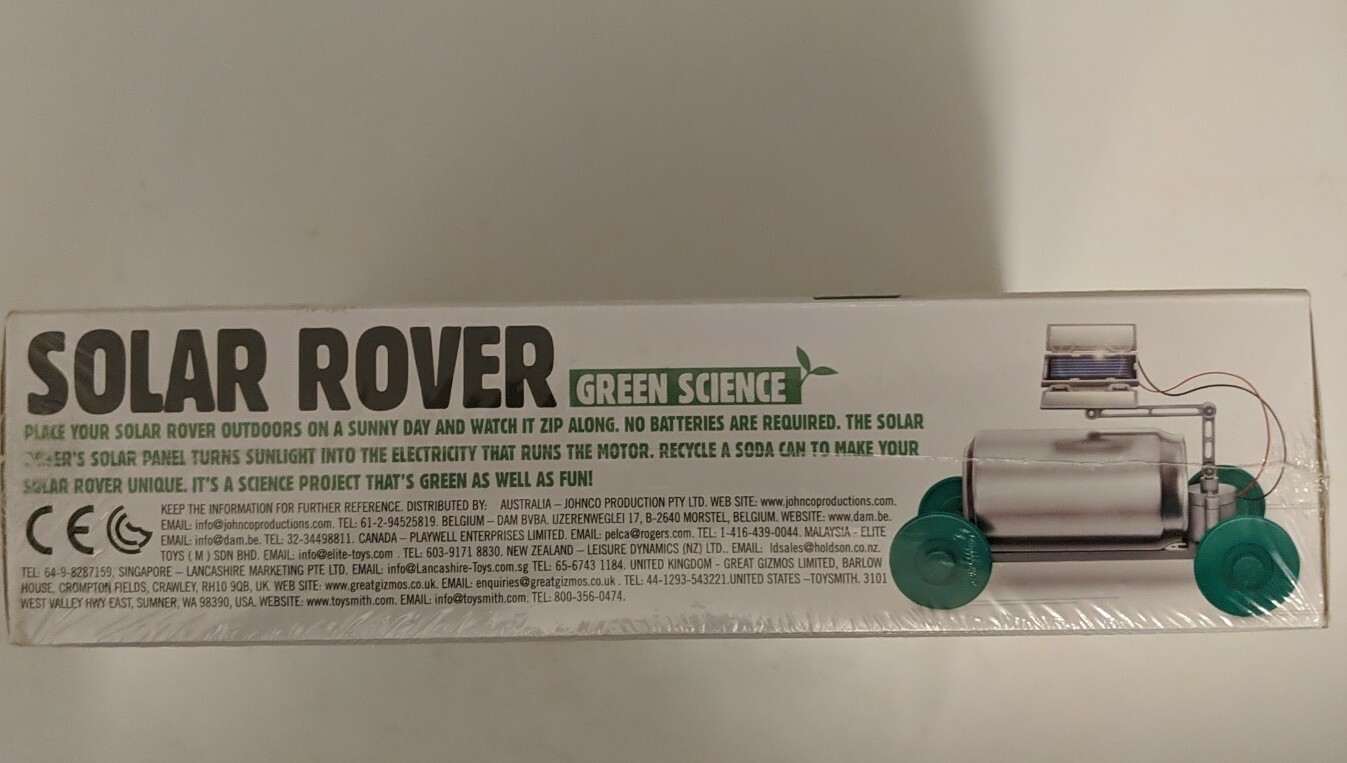 Green Science Solar Rover Kidz Labs Creative and Fun Assembly Kit – New
