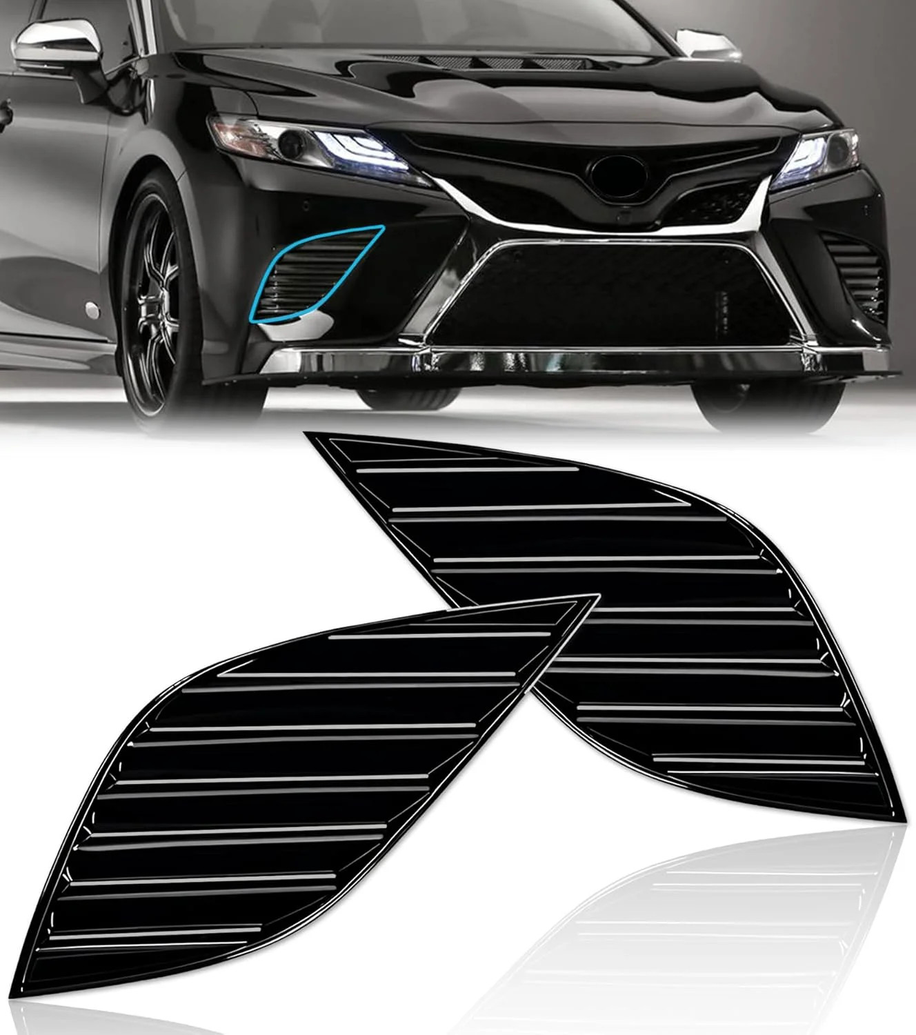 Front Bumper Fog Light Cover for Toyota Camry SE XSE 2018-2020 Black