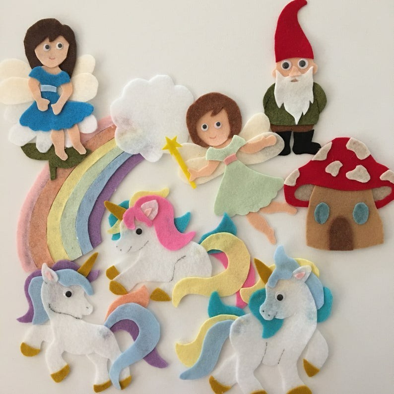 Unicorns and Fairies Sample Set for Felt or Flannel Board Play