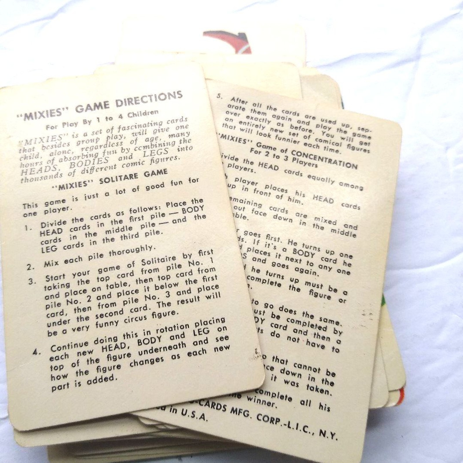 Vintage lot of 2 Mixies Card Game Flip Movie Backs COMPLETE (1956)