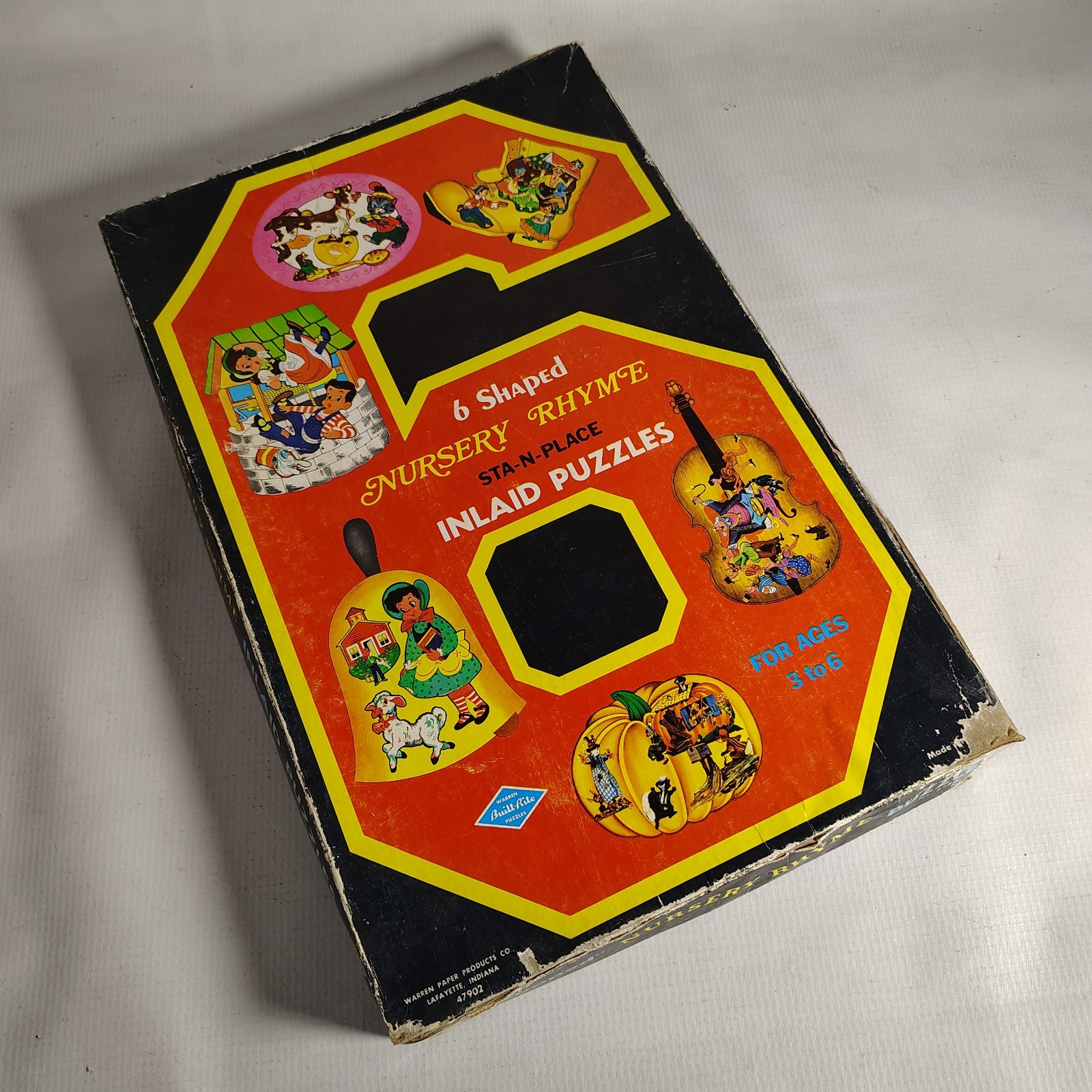Vintage WARREN #6230 Nursery Rhymes BUILT-RITE 6 Shaped Sta-N-Place Puzzles