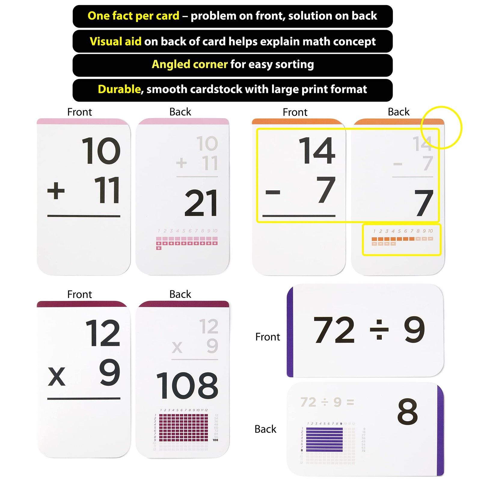 AwardWinning Math Flash Cards – 681 Addition, Subtraction, Multiplication &