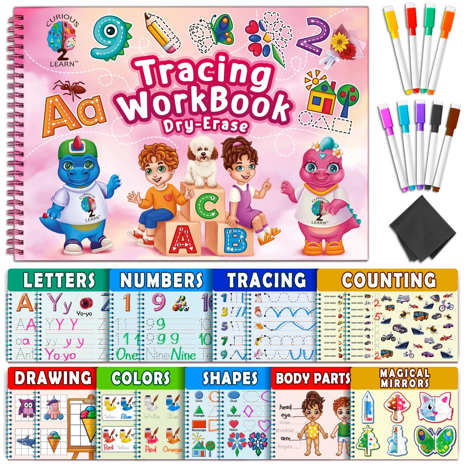 Hardcover Preschool Activity Workbook for Ages 3–5 – 32 Montessori Learning A…