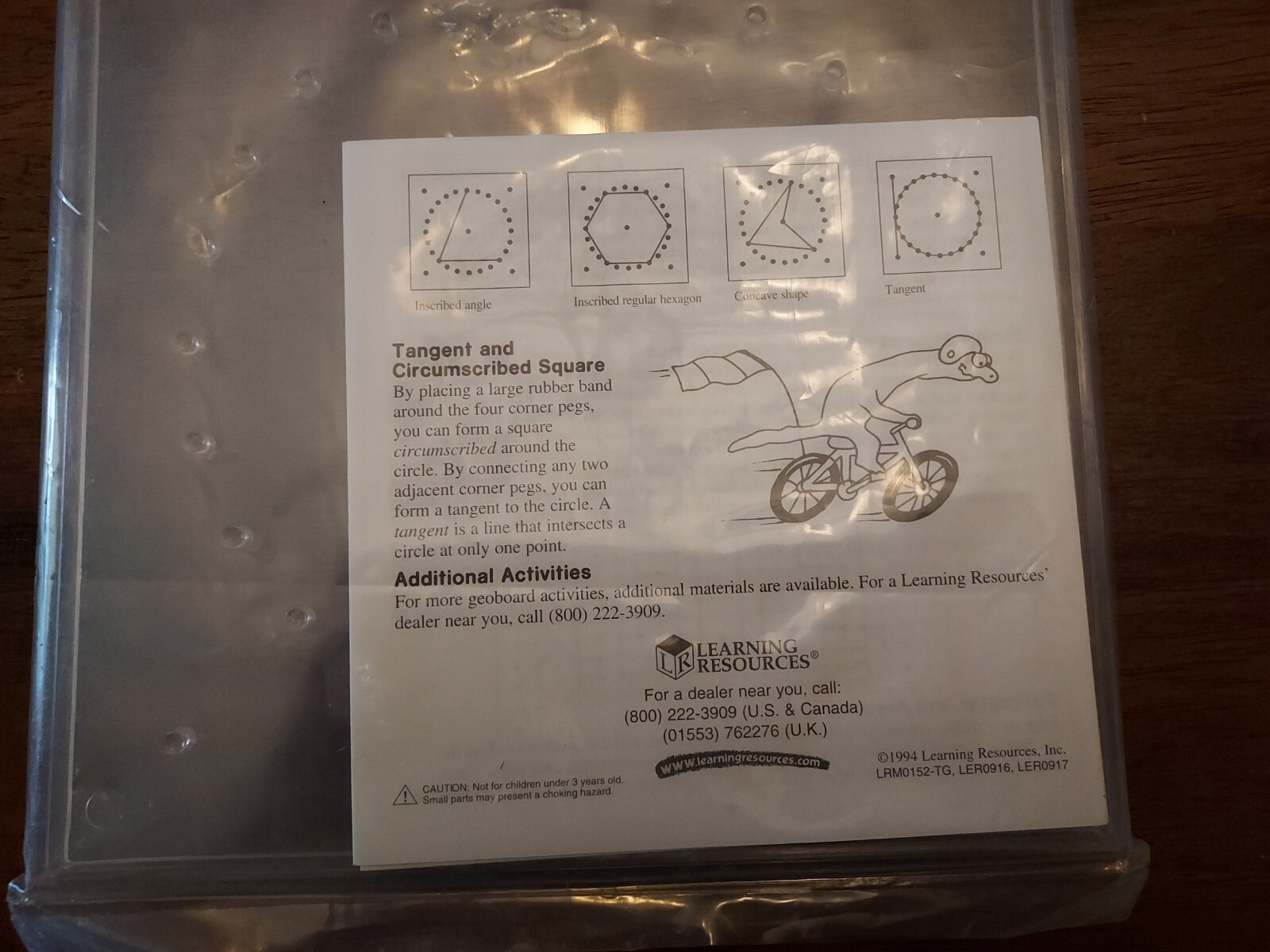 Learning Resources Transparent Circular Geoboard LER 0916 Rubber Bands Included