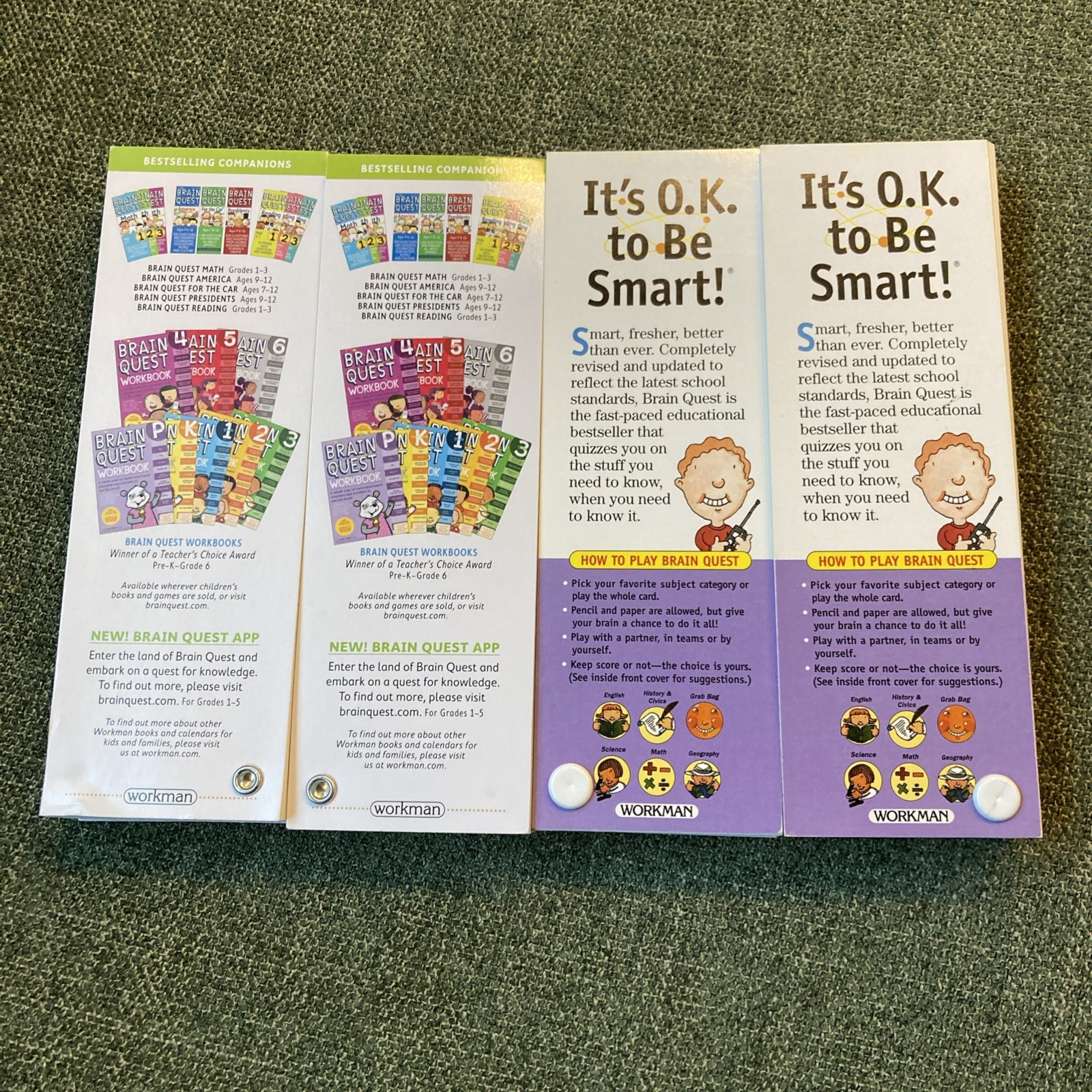 Brain Quest Cards – Grade 3 (Decks 1 & 2) + Grade 5 (Decks 1 & 2) Educational