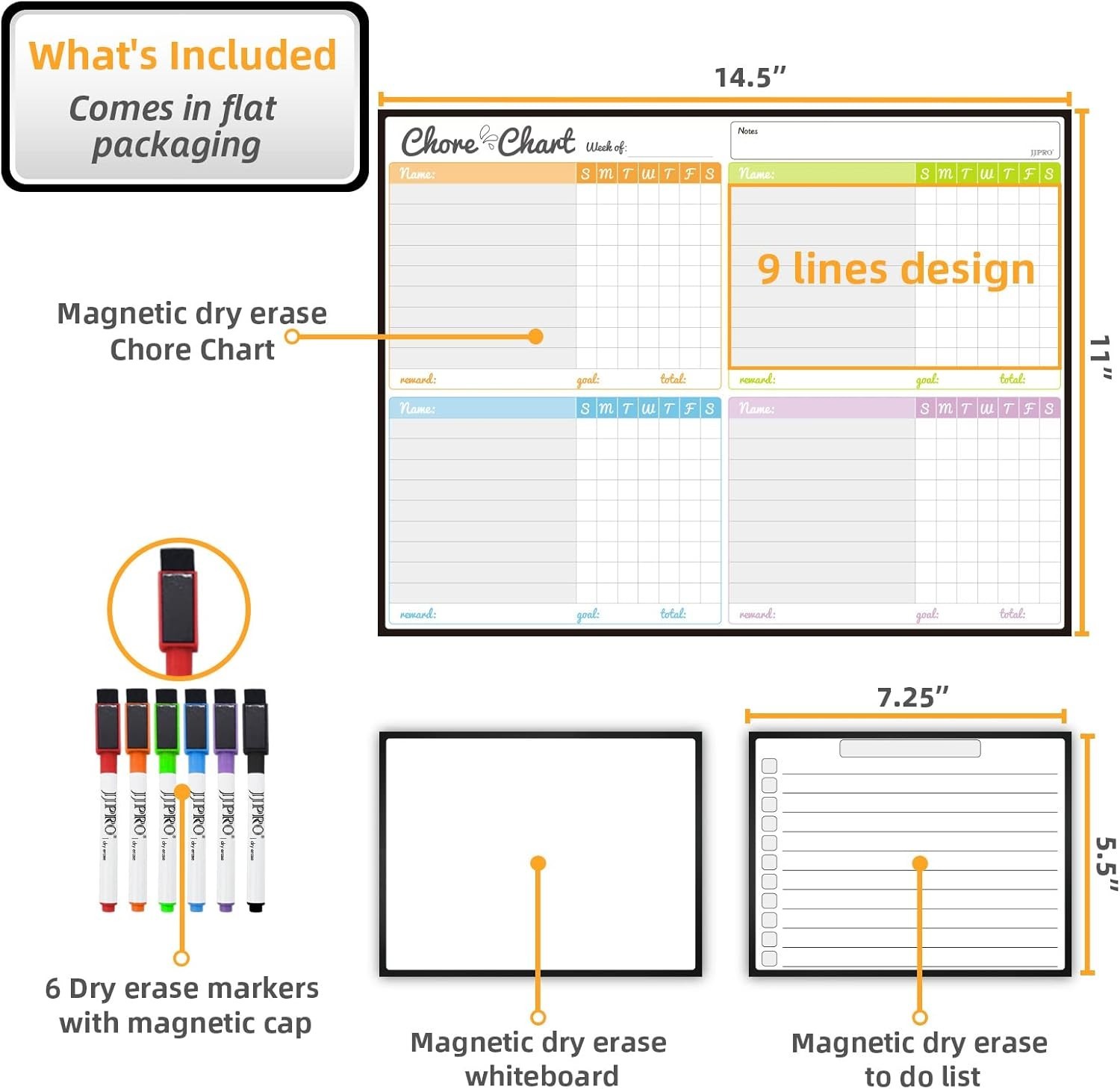 Magnetic Dry Erase Chore Chart Set for Fridge-Used for Multiple Kids-One Chor…