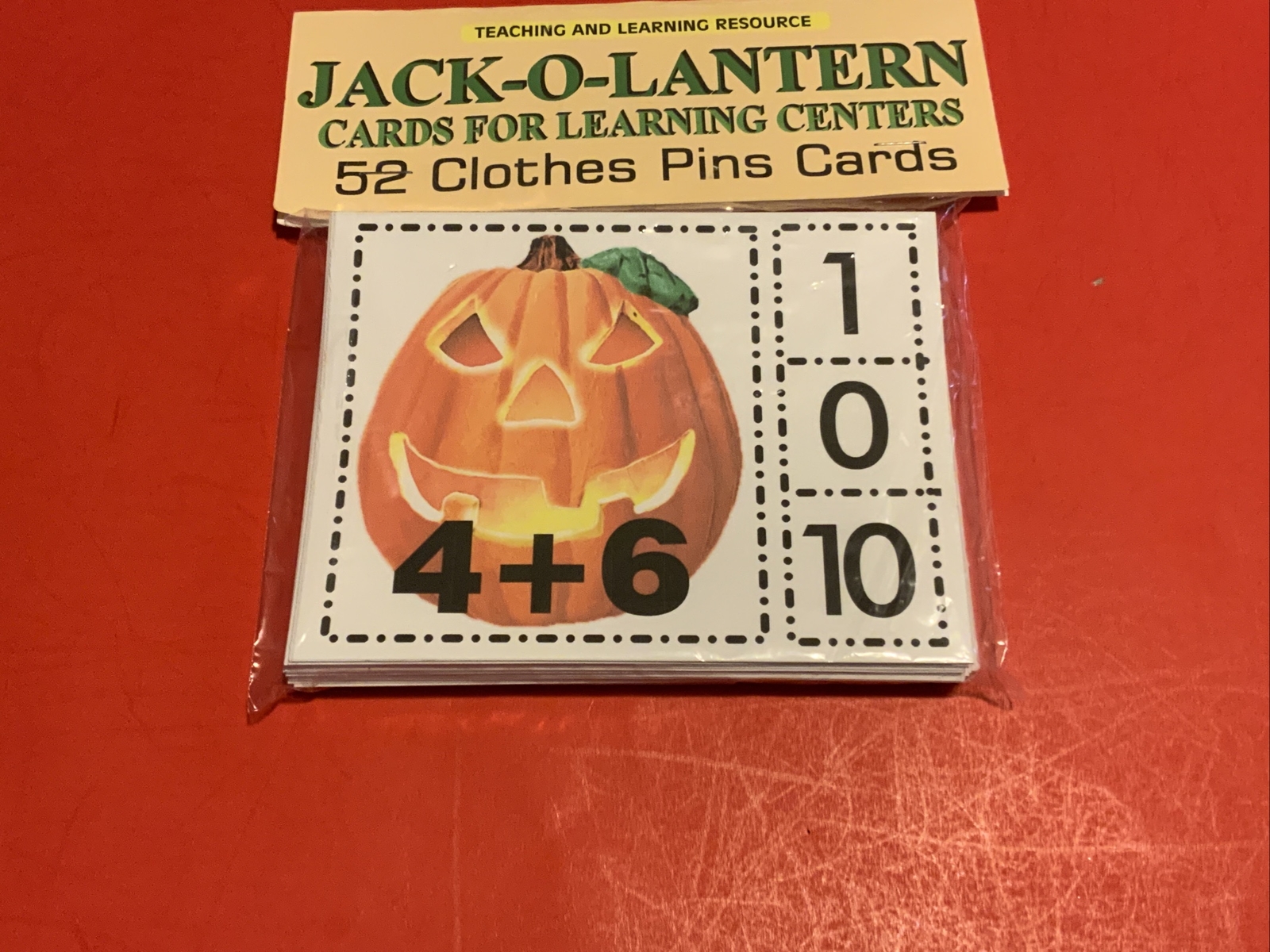 JACK-O-LANTERN – Addition – Cards for Learning Center 52 Cards Teaching supplies