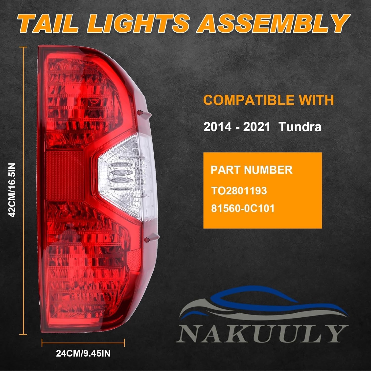 14-21 Toyota Tundra Tail Light Right Passenger Side Red Housing Brake Turn