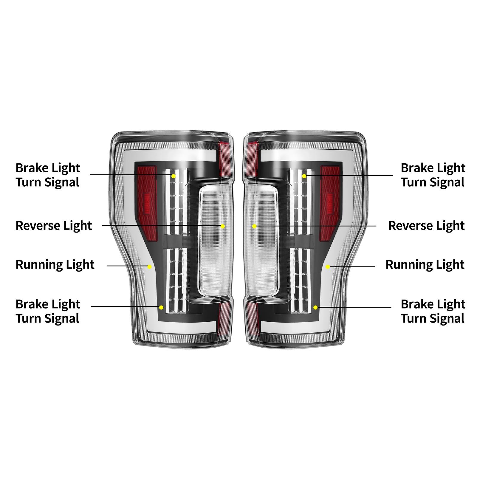 17-19 Ford F250 F350 F450 Sequential LED Tail Lights Black Housing Clear Lens