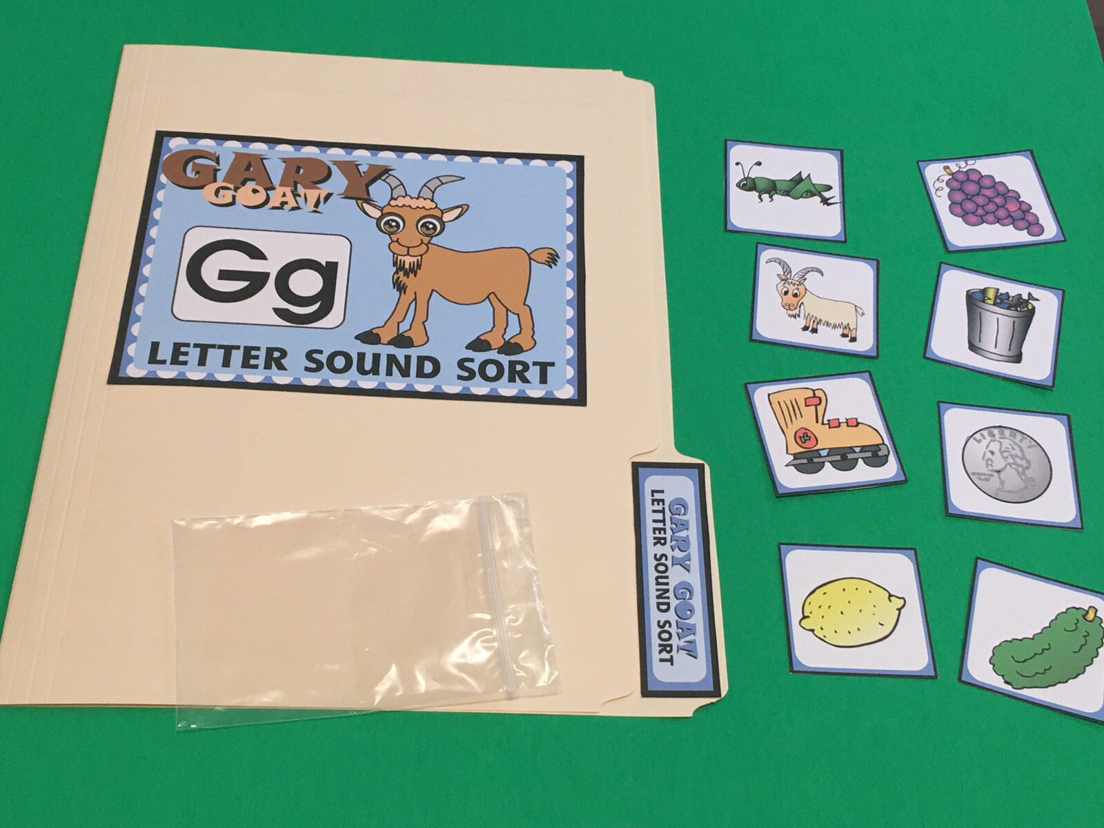 Gary Goat – Letter Gg – DIY File Folder game – Printed / Uncut