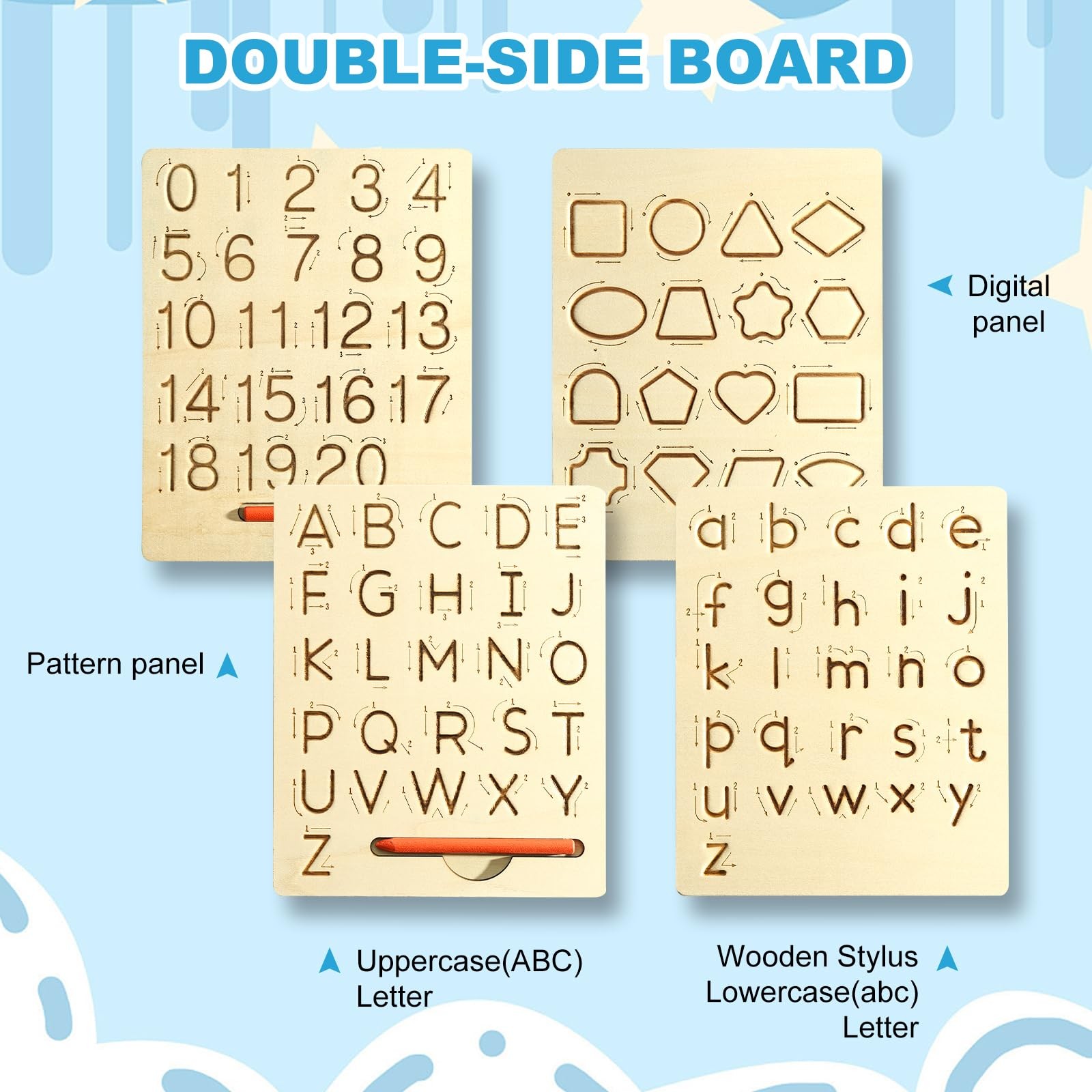 Learn to Write – Number & Letter Tracing Boards for Kids Ages 3-8 Wooden Alph…