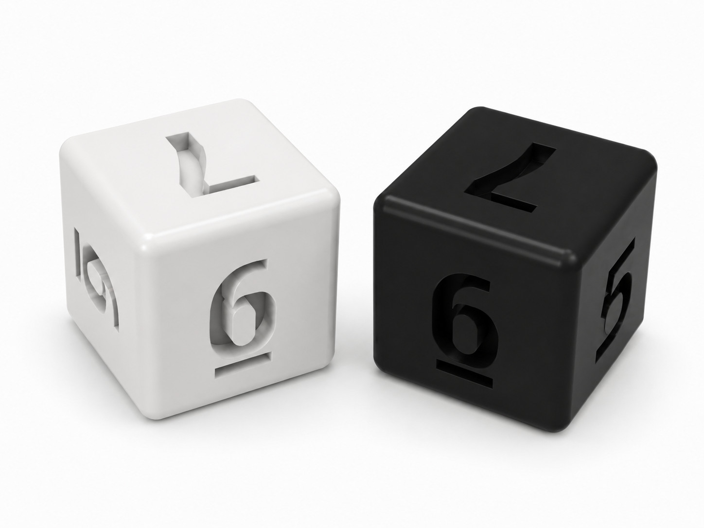 2x 3D Printed Fidget Infinity Dice Set Black & White Pair Desk Toy Stress Relief