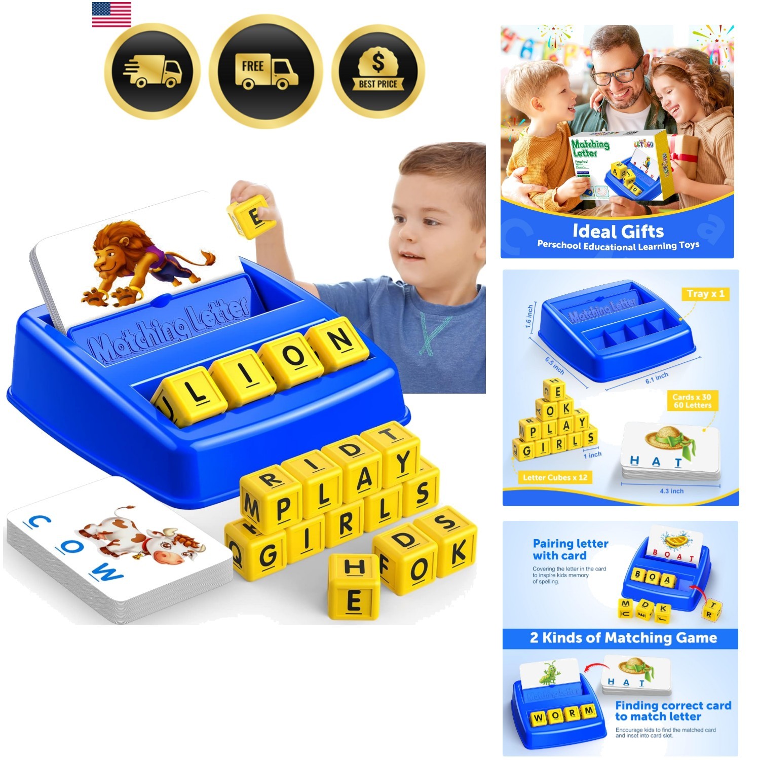 Learning Games for Kids Ages 3-8, Matching Letter Game for Kids Toys Ages 3-8…