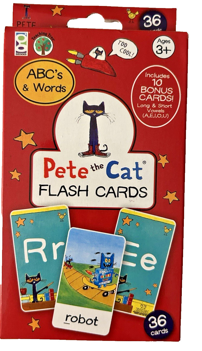 PETE THE CAT ABC’s and Words FLASH CARDS. 36 Cards. NEW!!!