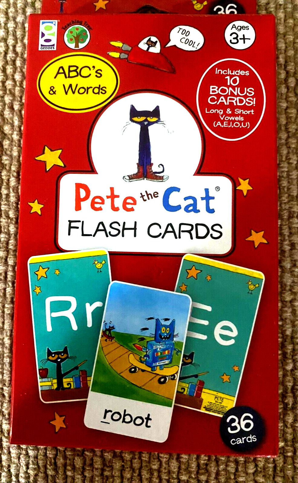 PETE THE CAT ABC’s & WORDS Learning Flash Cards – Ages 3+ – 36 Cards NEW!