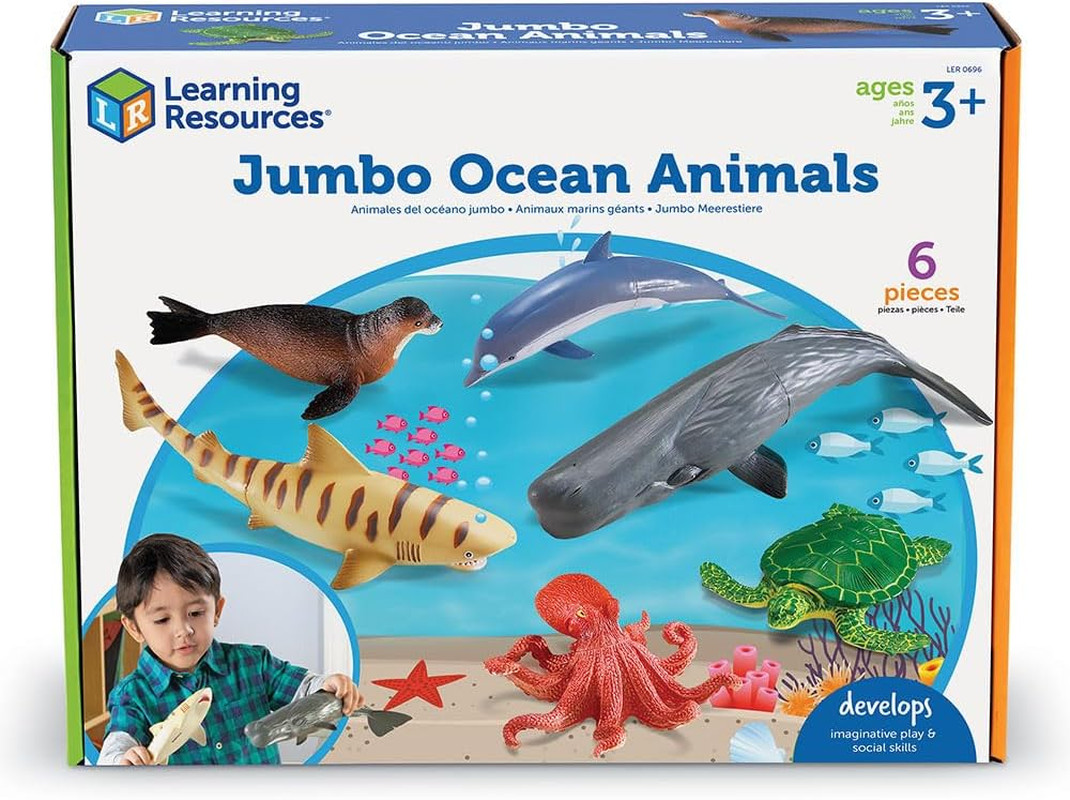 Jumbo Ocean Animals – 6 Pieces, Ages 3+ Toddler Learning Toys, Sea Animals Figur