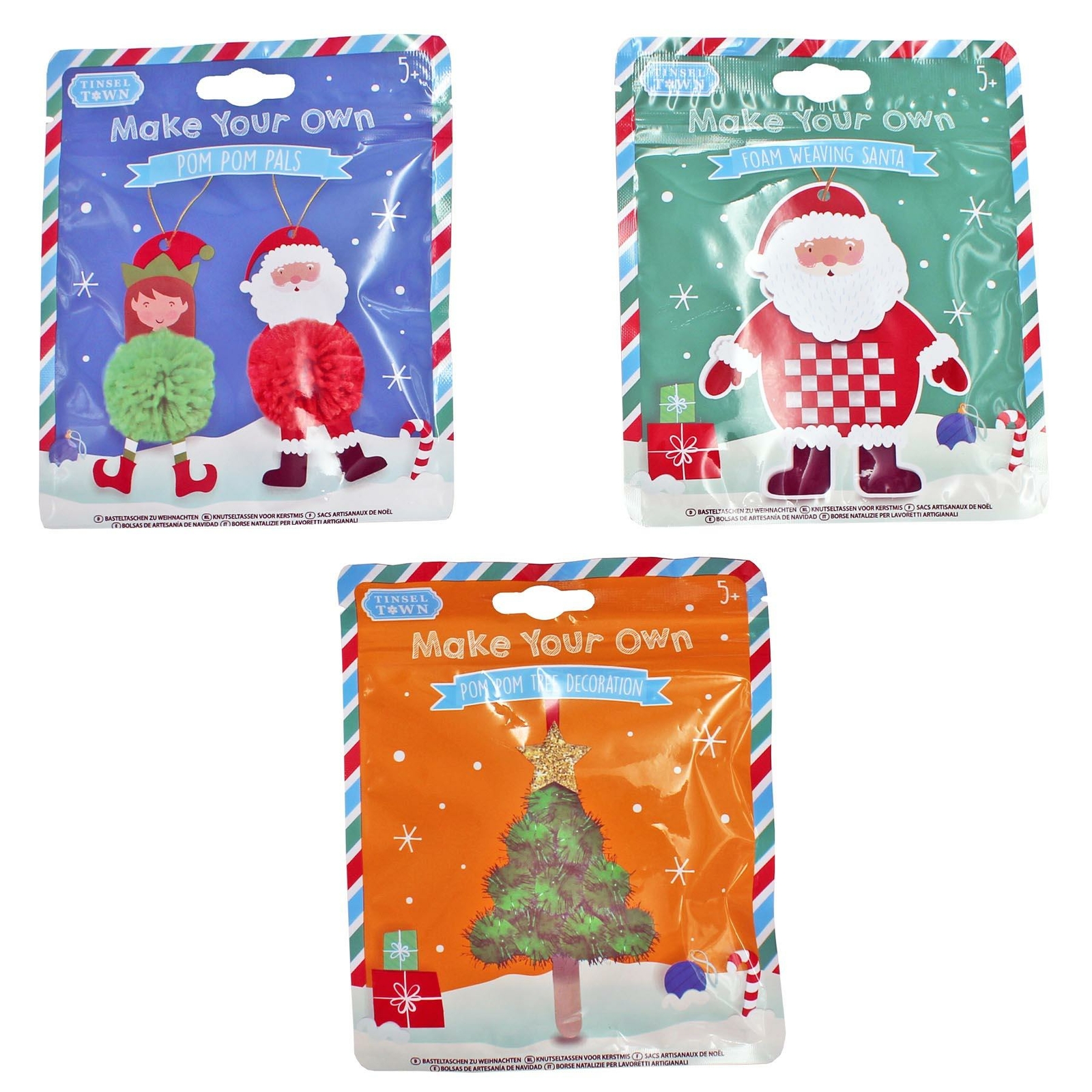 Children’s Christmas Crafts Set of 3 Bags – 5yrs+ christmas Stocking Filler