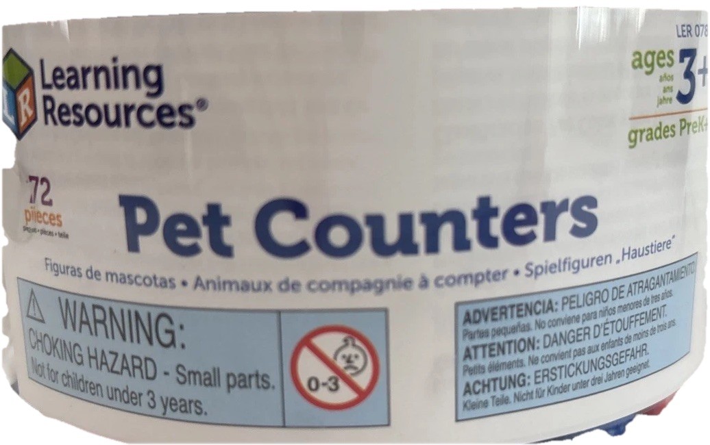 Learning Resources Pet Figure Counters – 6 Shapes, 6 Colors – 72 Pieces