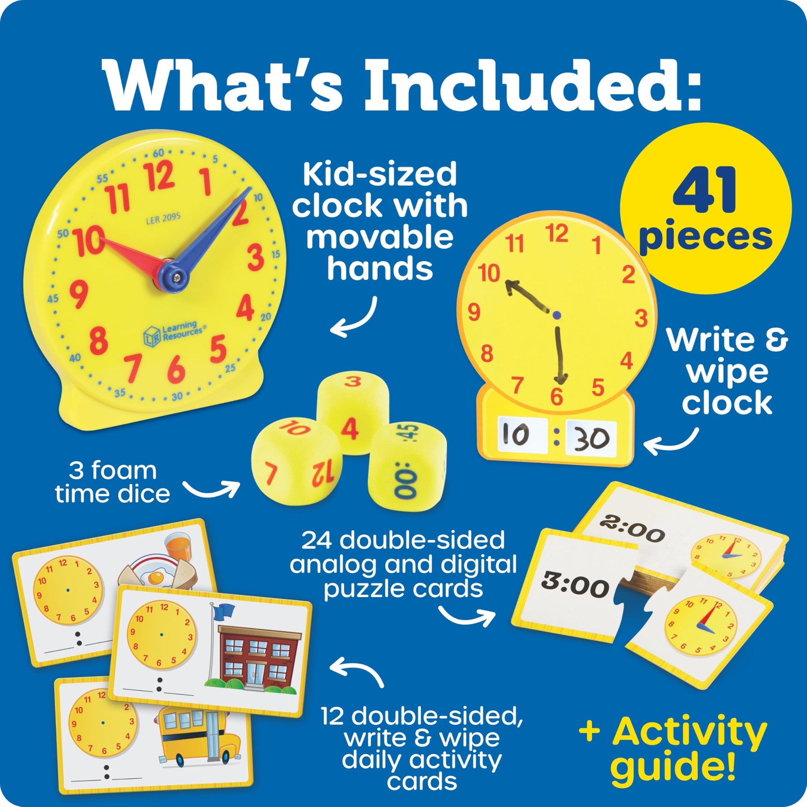 Learning Resources Time Activity Set – Kids Clock, Pack of 1, Multi