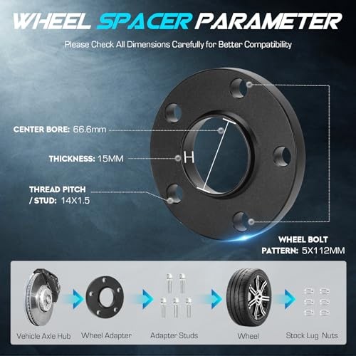 4PCs 15mm Wheel Adapters with Hub, 5x112mm for Benz E500 S600 C230 C240 C320,