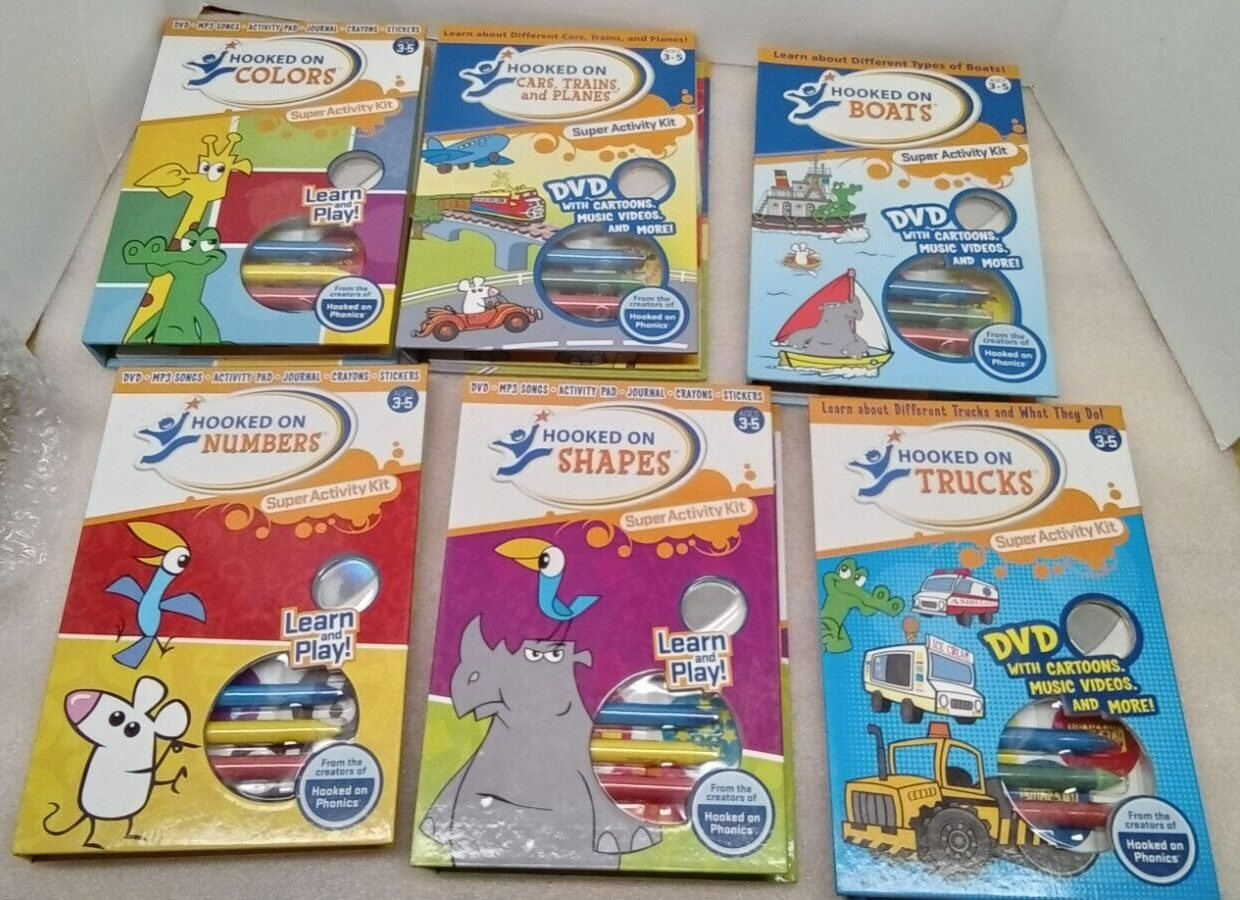 NEW Hooked on Phonics Colors, Numbers, Boats, Cars Trains Planes,TRUCKS,SHAPES