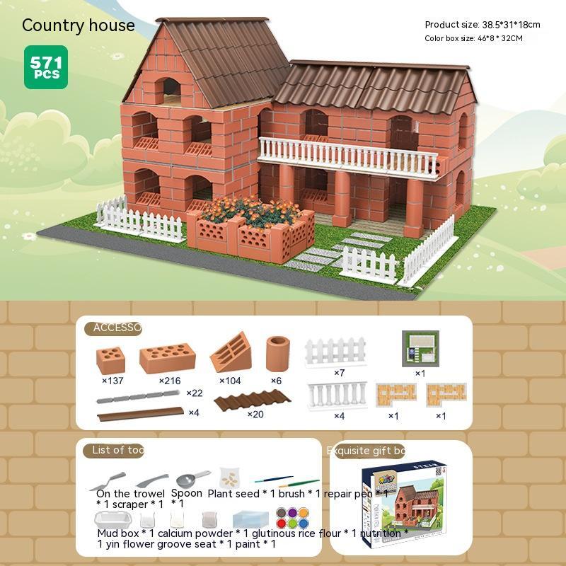 Villa Building Block Sets Bricks DIY Model Miniature Dollhouse Reuseable Toys AU