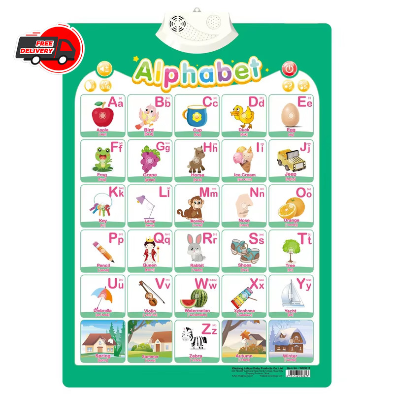 Talking Alphabet Wall Chart Kids Educational Toy ABC 123 Music Learning