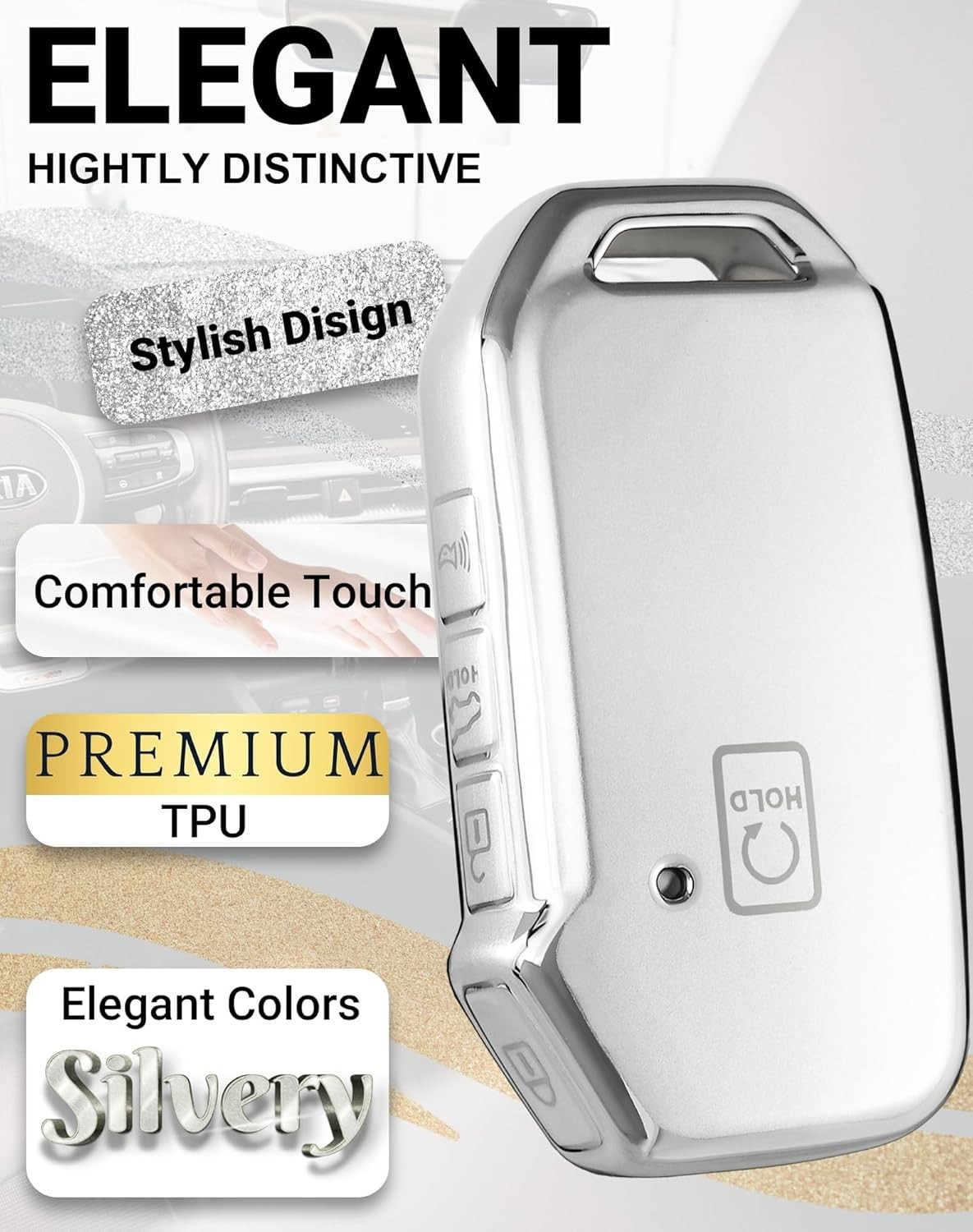 For Kia Key Fob Cover with Key Chain, Soft TPU Car Key Fob Case Shell for Kia So