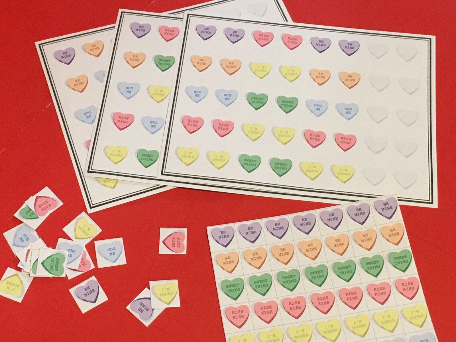 (3) Valentine Hearts Pattern Mats – Learning Mats – Laminated – Pre school