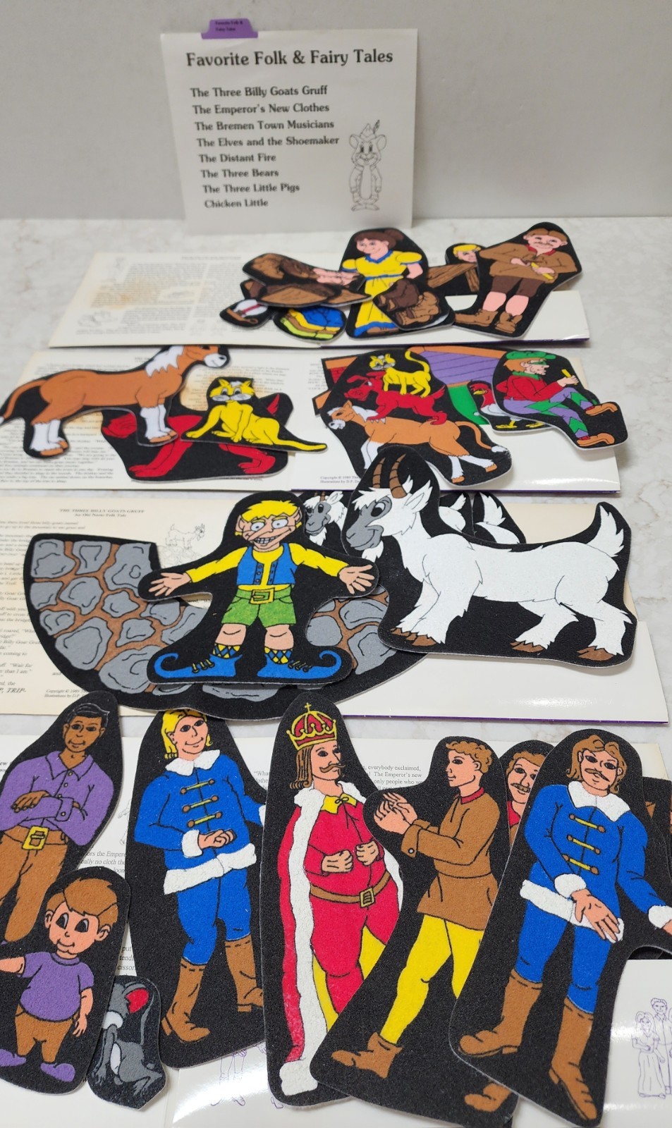 Flannel Board Story Board Kit With Painted Felt Graphics & Stories In Wooden Box