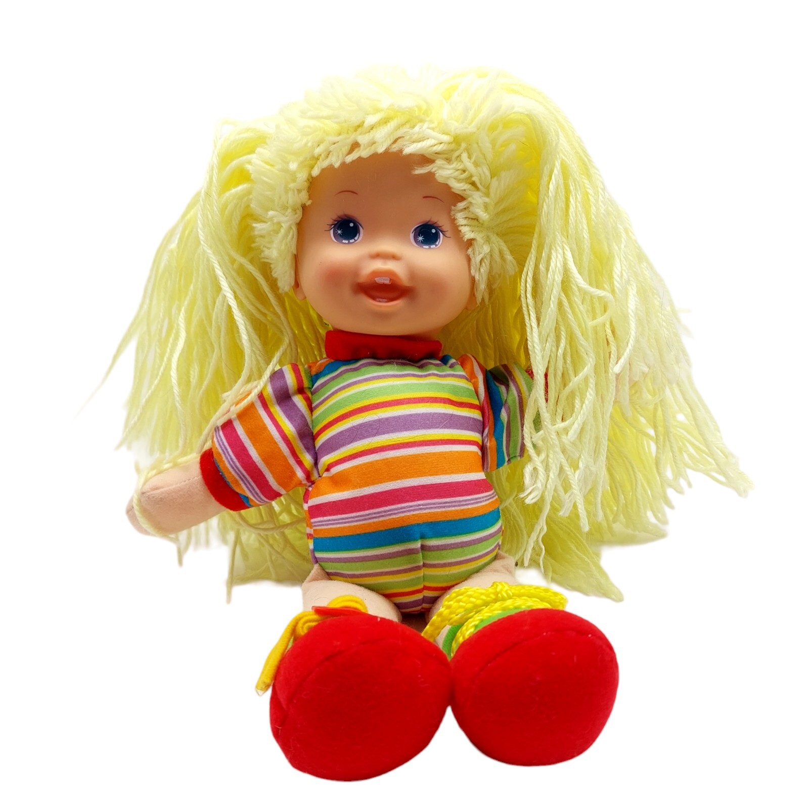 City toys Learn To Tie And Buckle Doll Blonde yarn hair Educational Kids rainbow