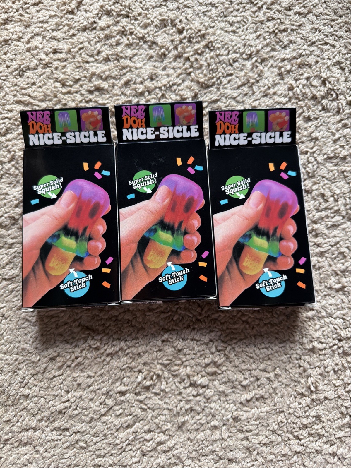 NeeDoh Nice-Sicle Ice Pop- Set of all 3 styles- Soft Touch .
