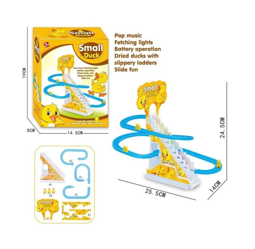Electric Duck Climbing Stair Toy with Music & Lights | Includes 3 Mini Ducks | F