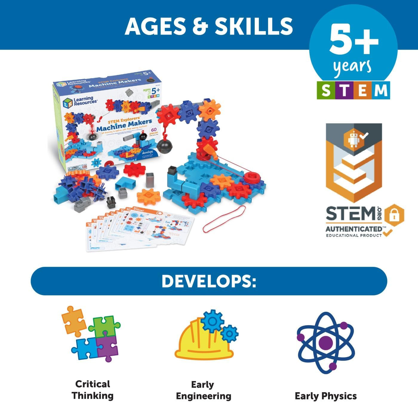 STEM Explorers Machine Makers – 60 Pieces, Ages 5+, Building Montessori Toys, En