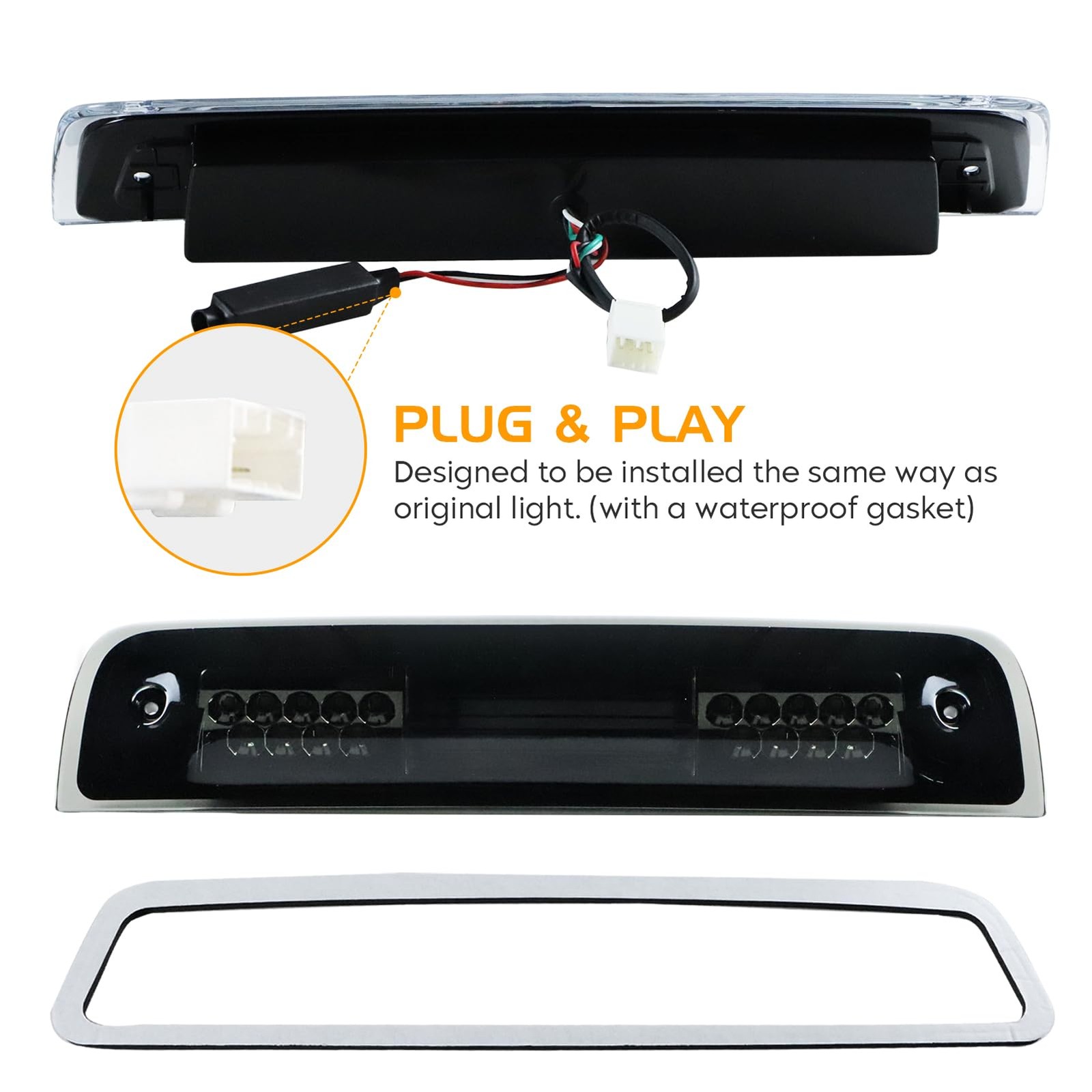 Smoke LED Taillights Dodge Ram 1500-3500 2009-2018 3Pcs