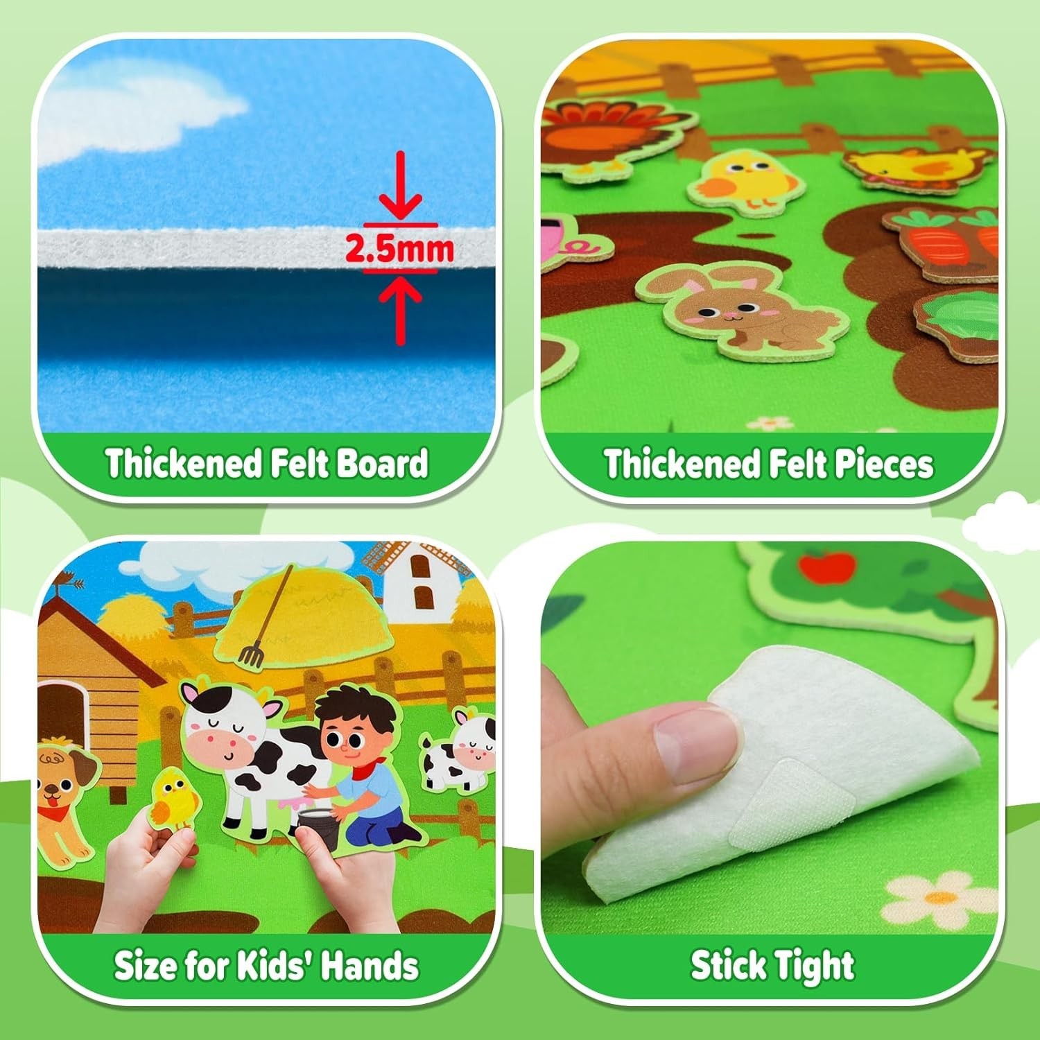 Farm Animals Felt Story Board Set 41PCS Preschool Farmhouse Barnyard Theme Bu…