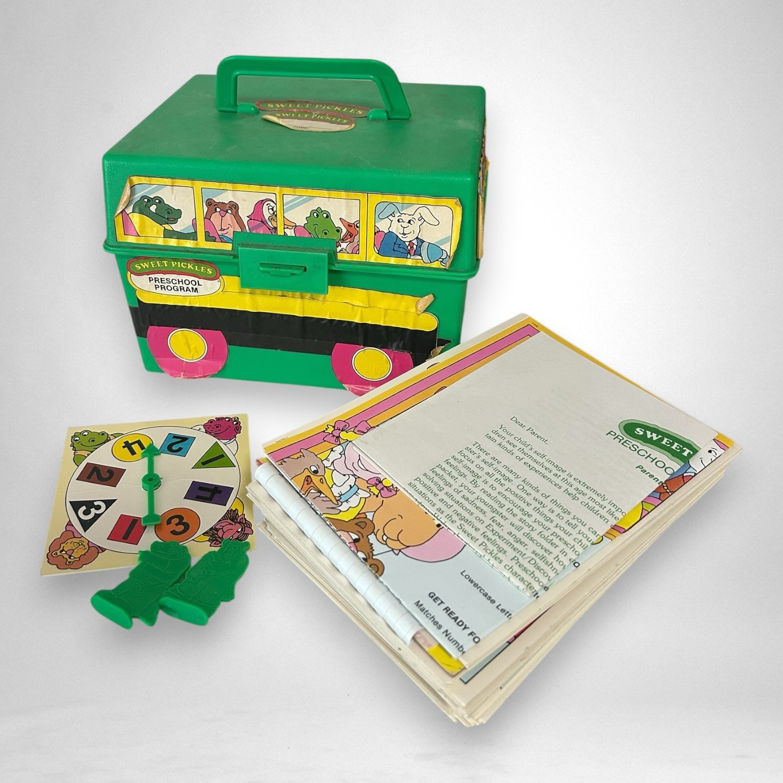 Sweet Pickles Preschool Program Learning Case Activity Bus w/ Cards and Spinner