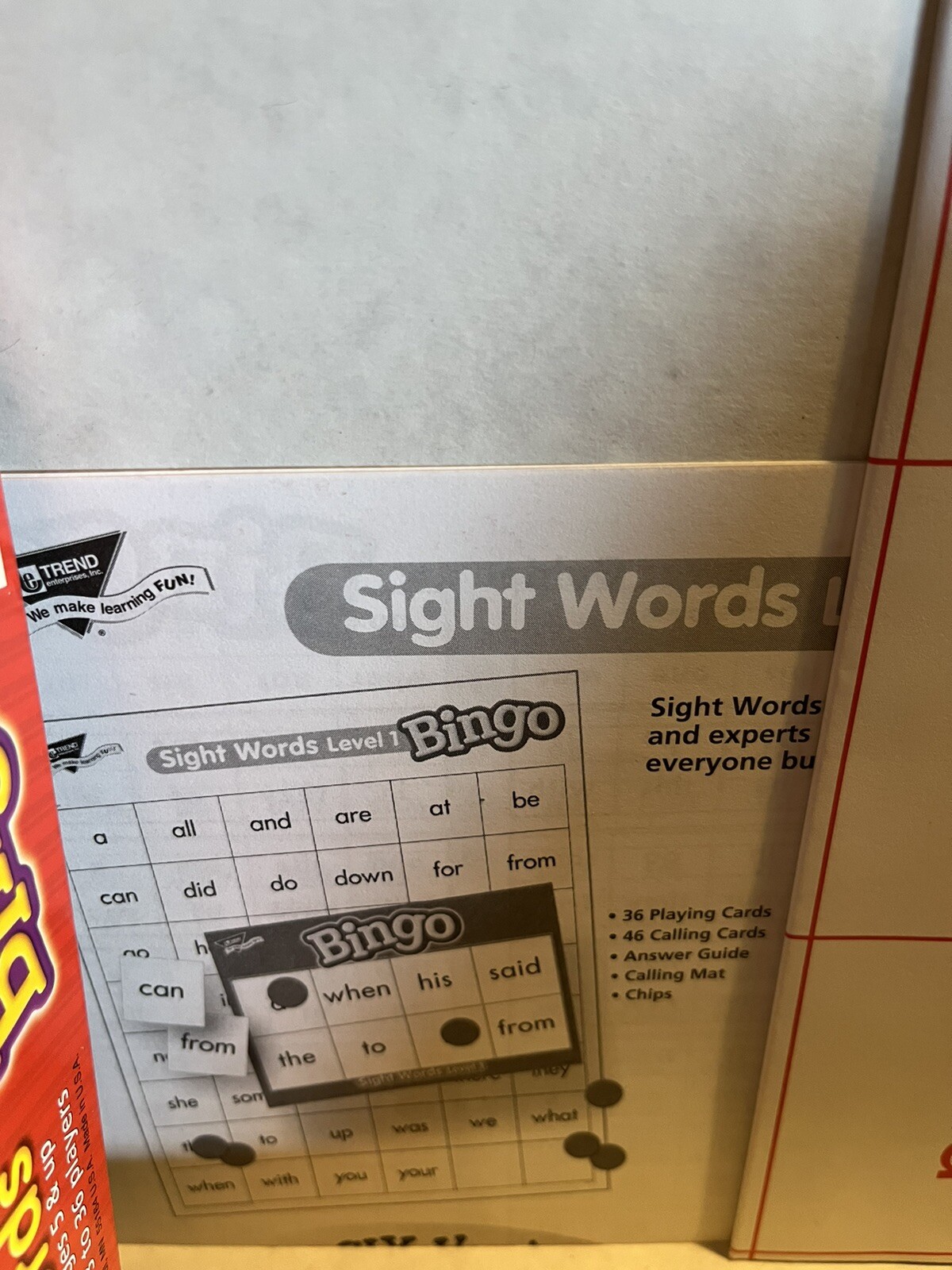 Sight Words Level 1 Bingo Game, Play 6 Different Ways, 5 and Up (complete)